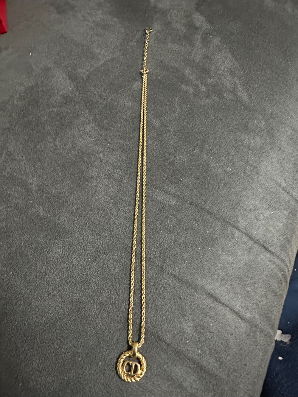 Dior Gold-Tone Rope Chain Necklace with Signature CD Pendant PREOWNED - Picture 4 of 9